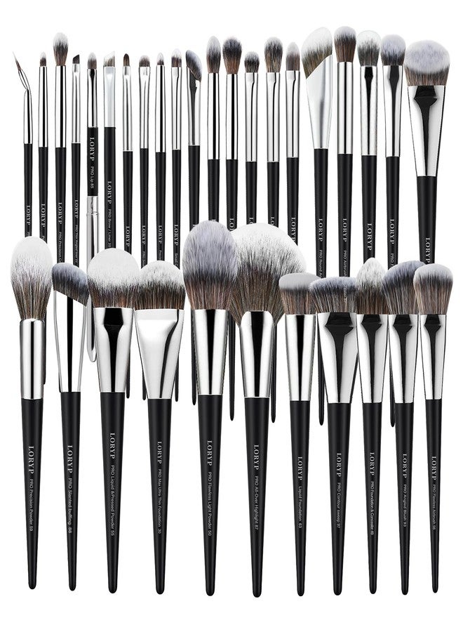 LORYP Professional Makeup Brushes Set 32Pcs Matte Black Cosmetic Brush Kit for All Face & Eye of Soft Vegan Synthetic Hair for Artists & Enthusiasts - Image 1